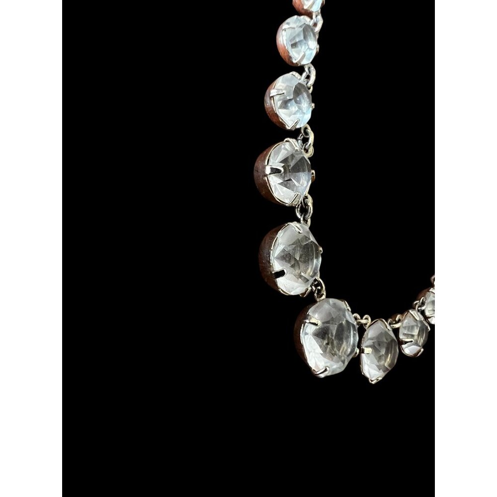 Clear Crystal Rhinestone Necklace open back Riviere style Vintage - Picture 10 of 10